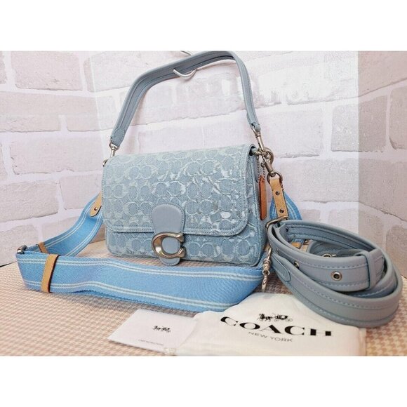 Coach Handbags - Coach CJ854 Soft Tabby Shoulder Bag Signature Denim Women's Handbag Blue Outlet